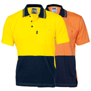 3845 - HiVis Cool-Breeze Cotton Jersey Polo Shirt with Under Arm Cotton Mesh - Short Sleeve